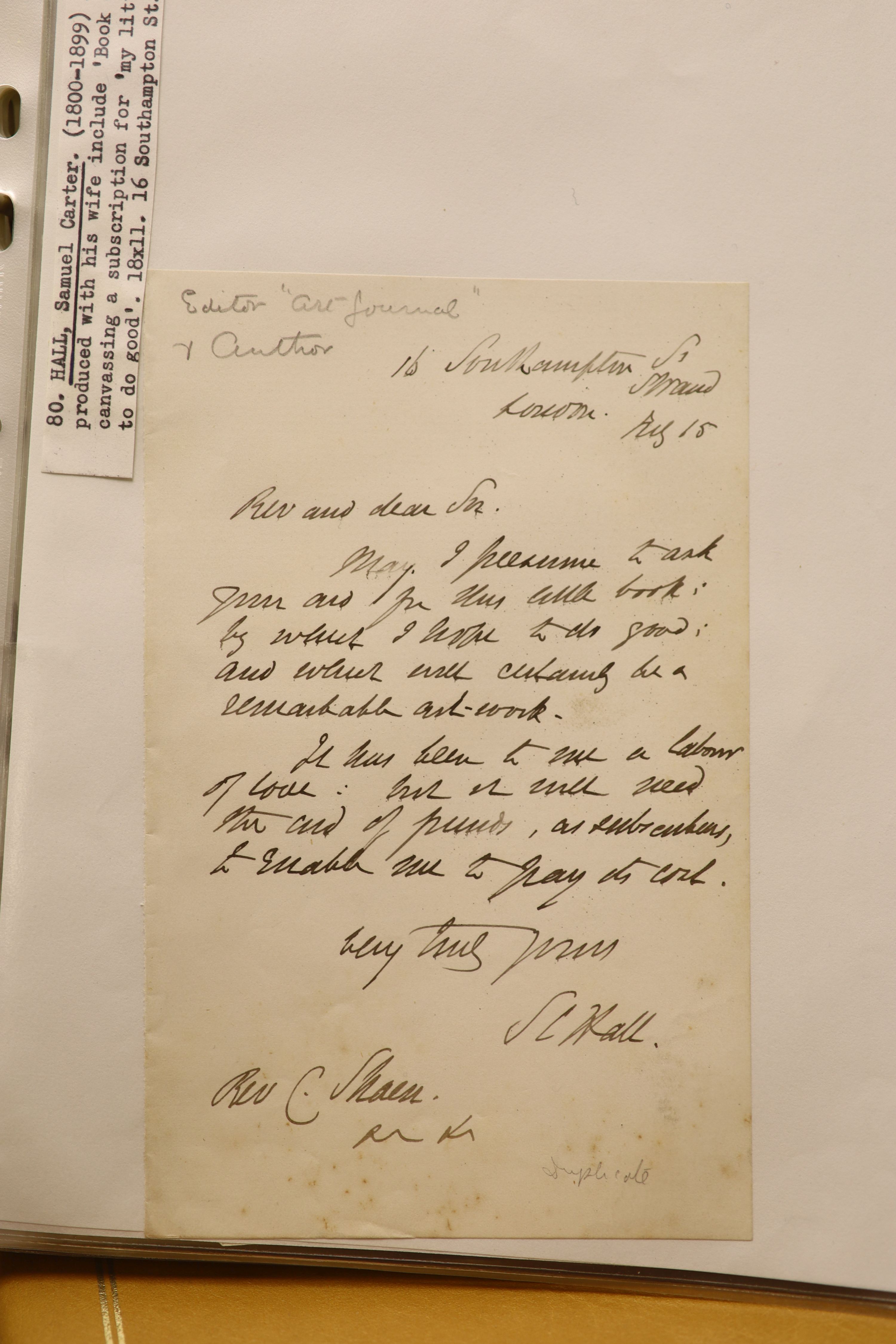 Two volumes of autographed letters